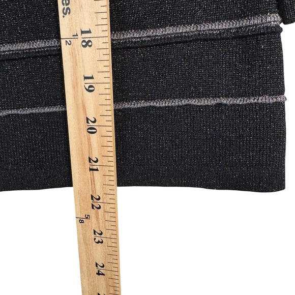 Joseph A. Metallic Silver Black Stripe Silk Blend Sweater Women's Medium Y2K VTG - Picture 5 of 5